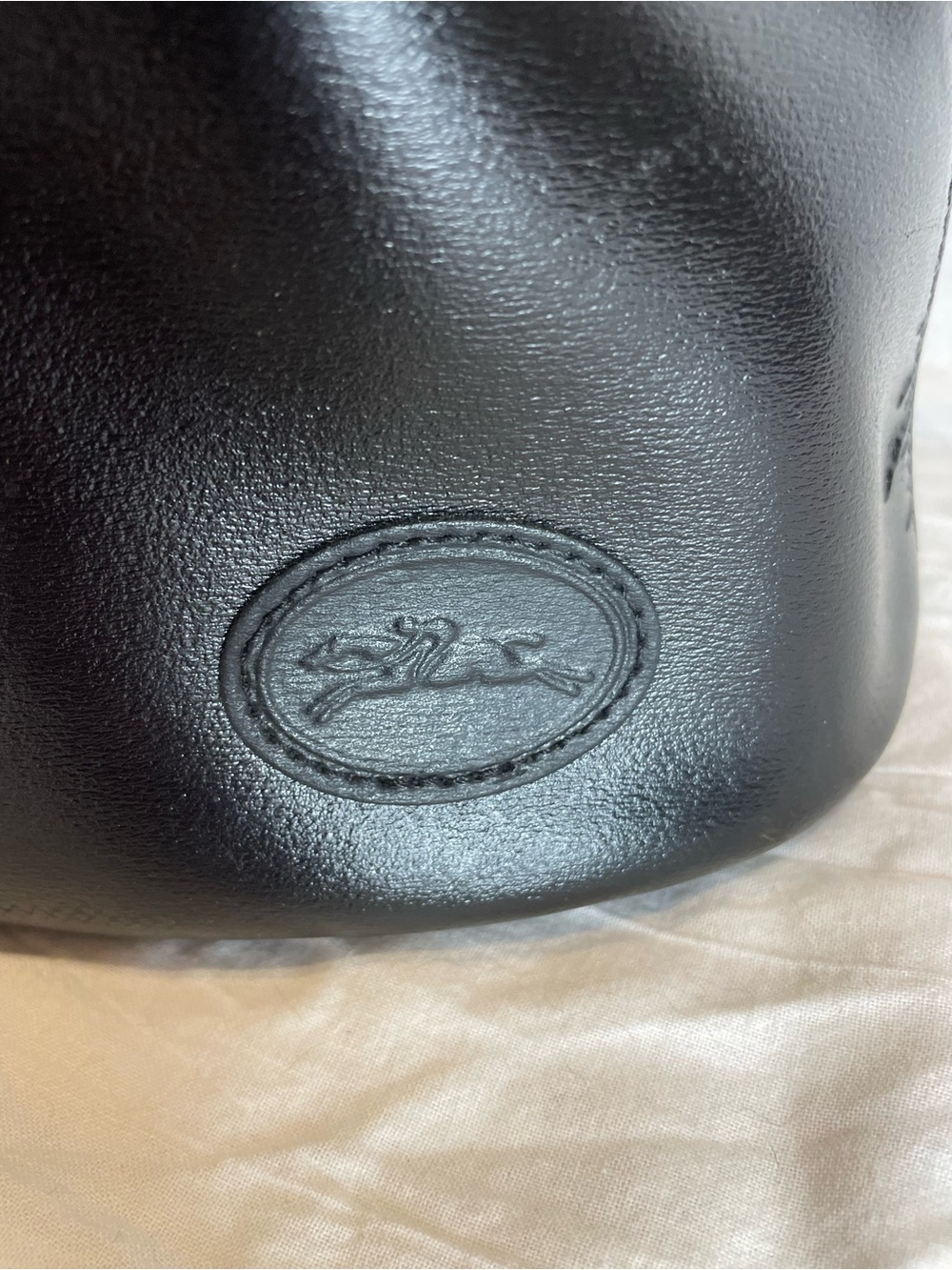 Vintage Longchamp Black Leather Crossbody Bucket Bag Gold Hardware Project Bag - Picture 2 of 15